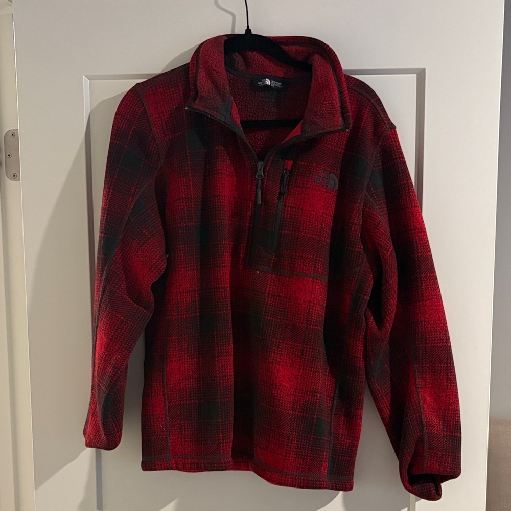 The North Face Men's Red and Black Zip Up Sweater